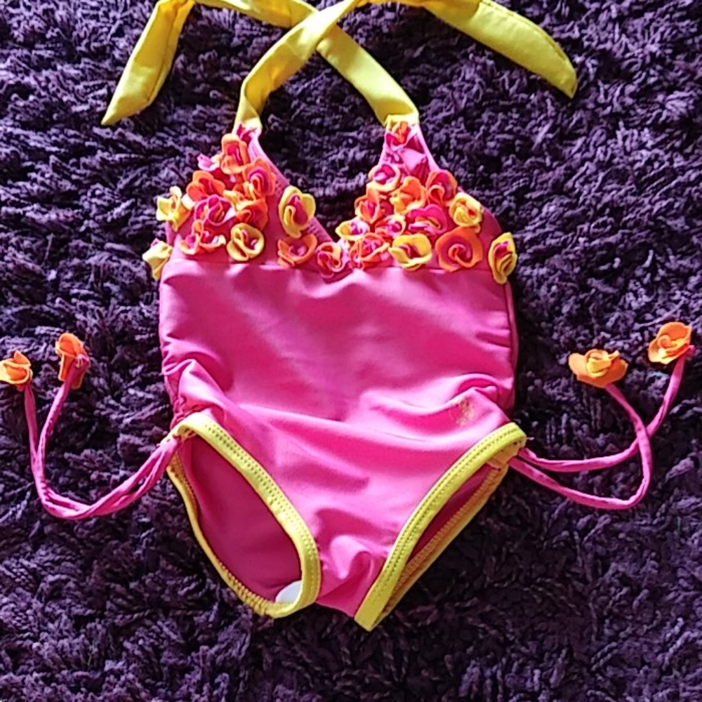 Halter style one piece with flowers